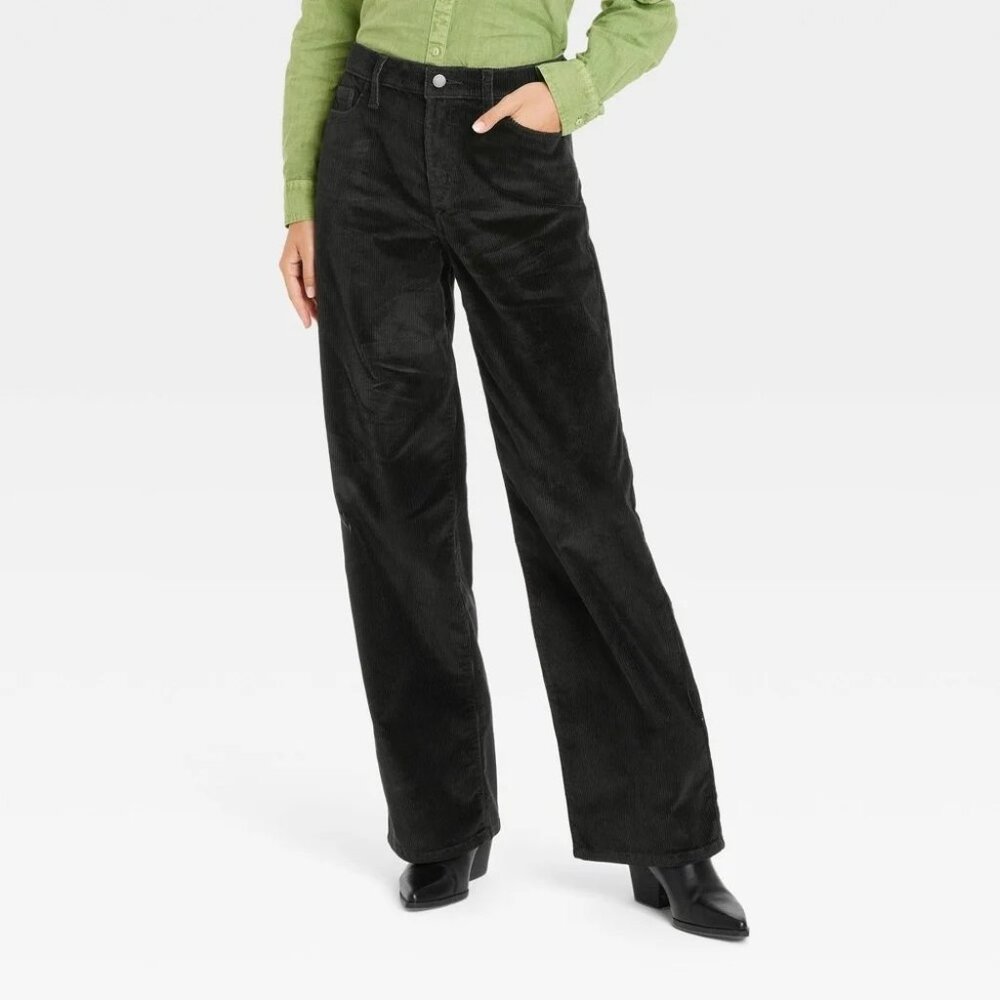 J.Jill Velvet Cotton Blend Mid Rise 5 Pocket Bootcut Pants Black Women's Size 10